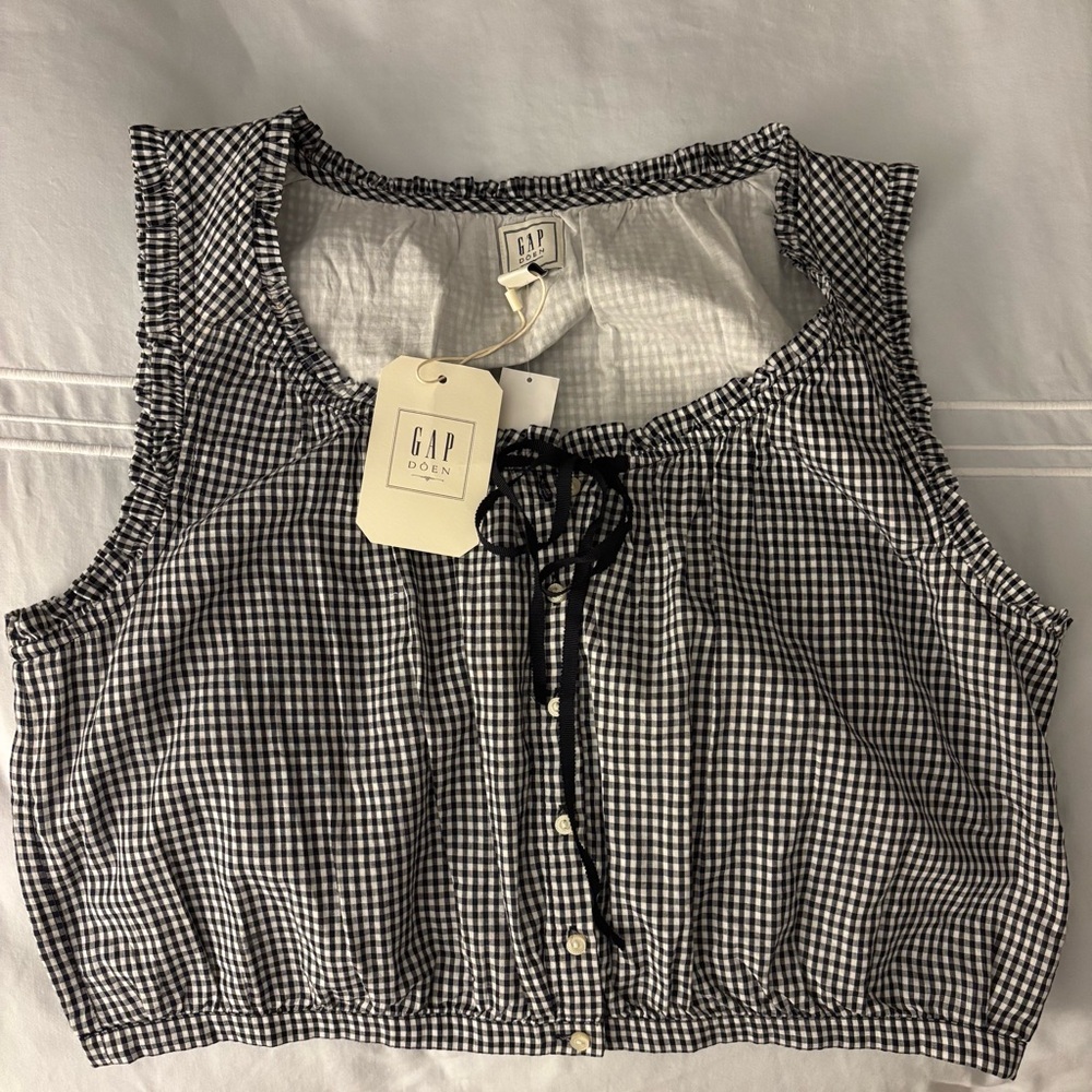 GAP x DOEN Women's Black and White Gingham Tank Top